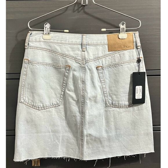 RAG & BONE Women’s High Rise Raw Hem Denim Mini Skirt In Primrose, SZ 30 - Picture 2 of 12